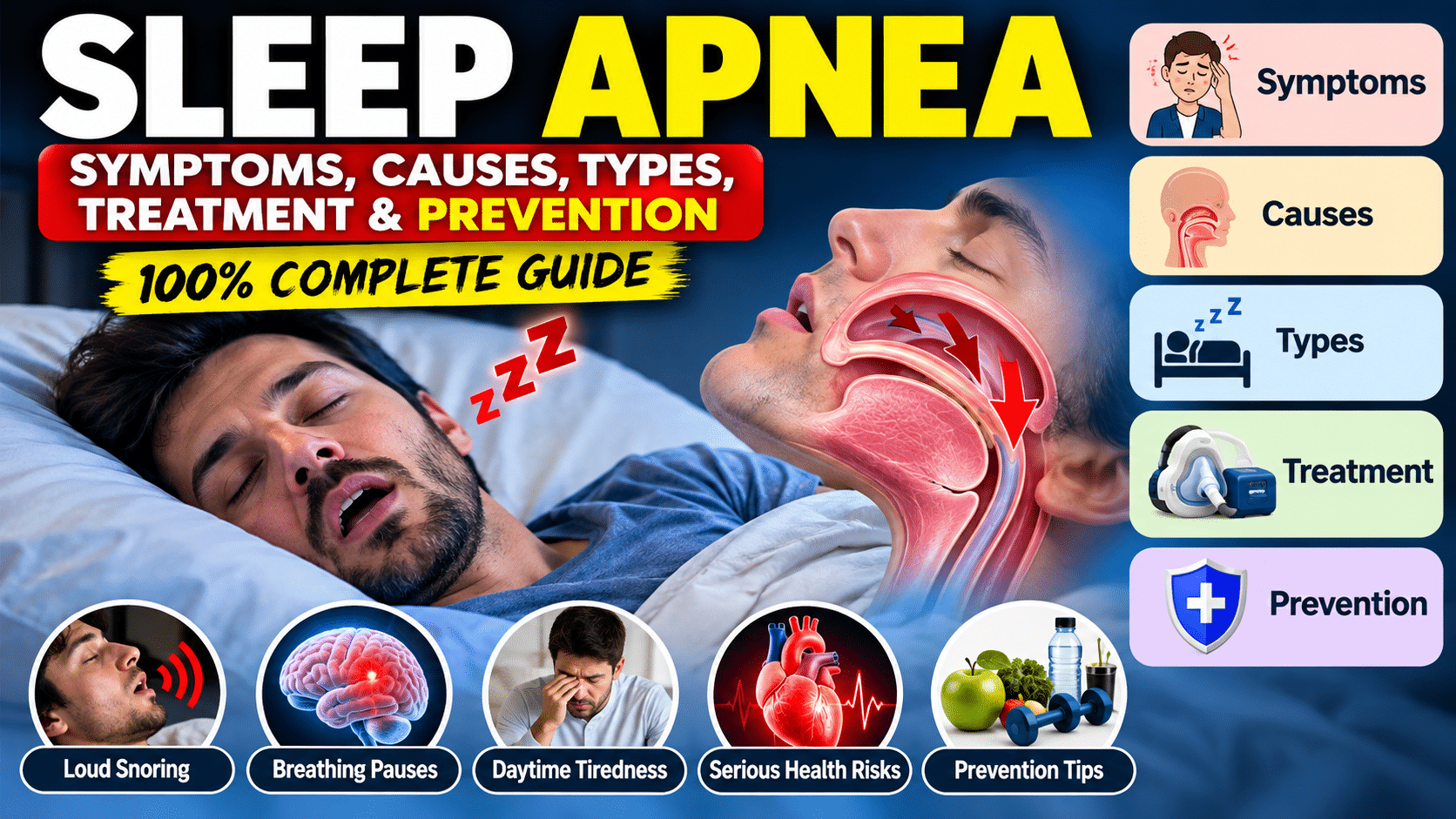 Sleep Apnea: Symptoms, Causes, Types, Treatment & Prevention 100% Guide