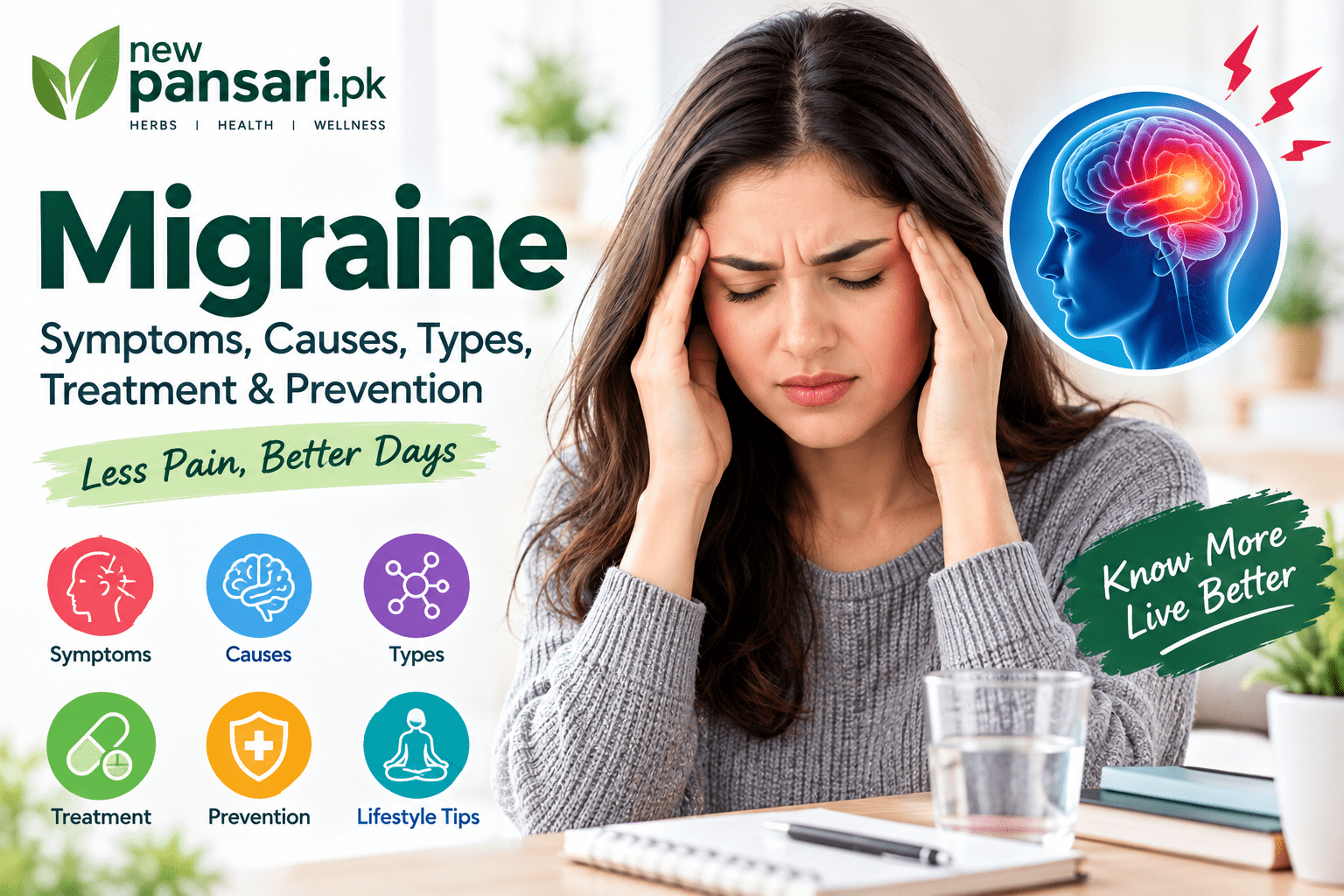 Migraine: Symptoms, Causes, Types, Treatment & Prevention