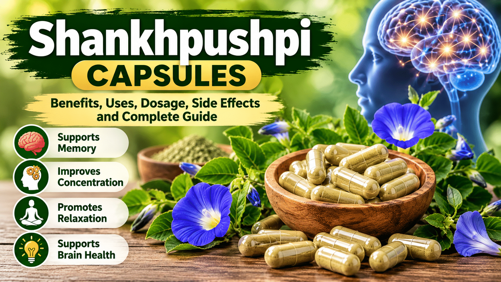 Shankhpushpi Capsules: Benefits, Uses, Ingredients, Dosage, and Side Effects 100% Guide