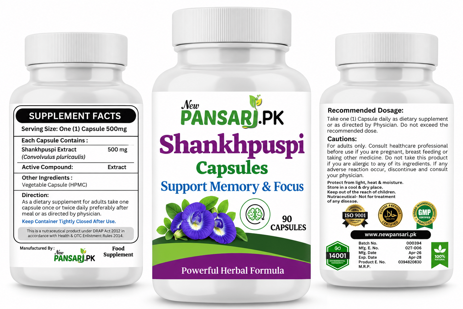 Shankhpuspi Capsules 500mg | New Pansari Shankhpuspi Capsules 500mg | New Pansari